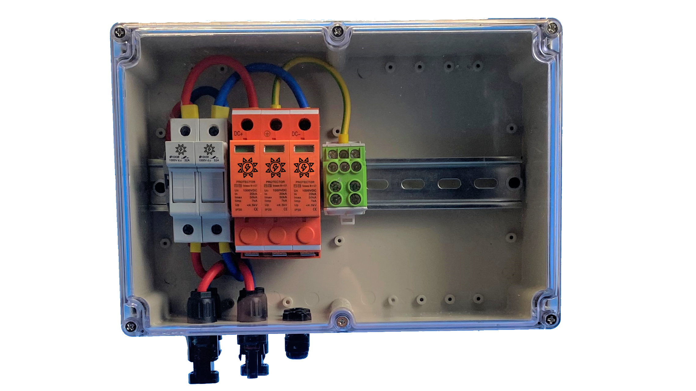 DC-Generatoranschlusskasten MC-4 / 1-String / Vorsicherung / 1 MPP / T1+T2 oder T2