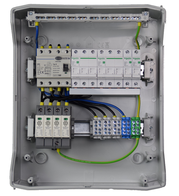 Anschlussverteiler für Wärmepumpen / Unterverteiler Wärmepumpe / Light-Series / FI-Typ B / Überspannungsschutz / §14a EnWG