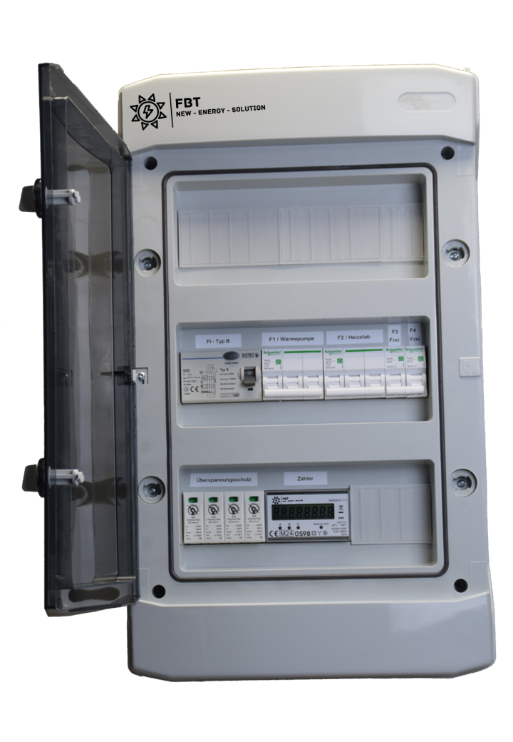 Anschlussverteiler für Wärmepumpen / Unterverteiler Wärmepumpe / MID-Series / MID-Zähler / FI-Typ B / Überspannungsschutz / §14a EnWG