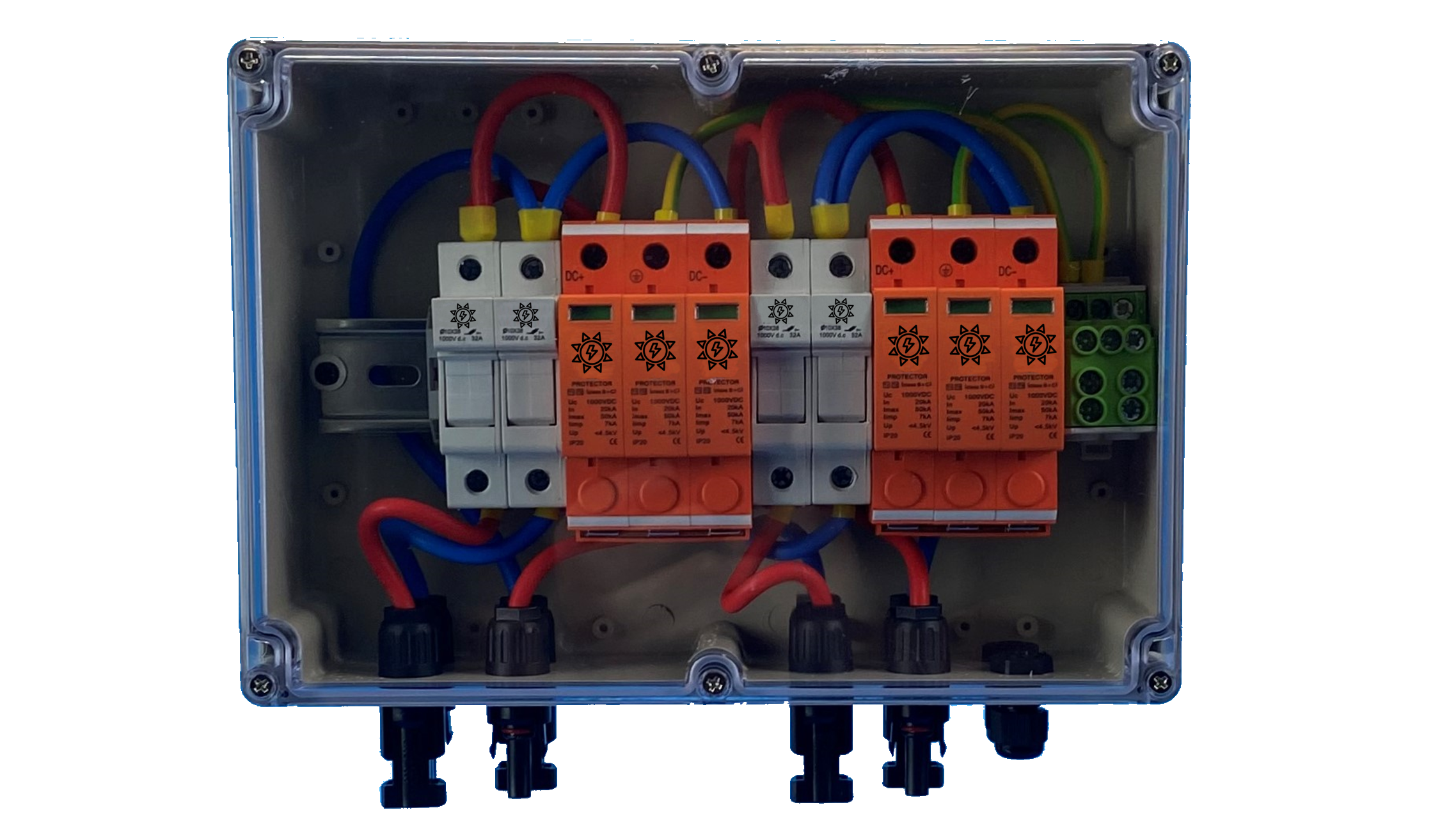 DC-Generatoranschlusskasten MC-4 / 2-String / Vorsicherung / 2 MPP / T1+T2 oder T2